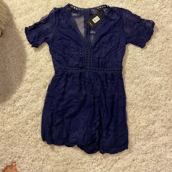 Navy Blue/ Purplish romper - Picture 2 of 5